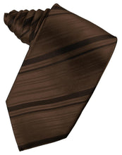 Load image into Gallery viewer, Cardi Self Tie Chocolate Striped Satin Necktie