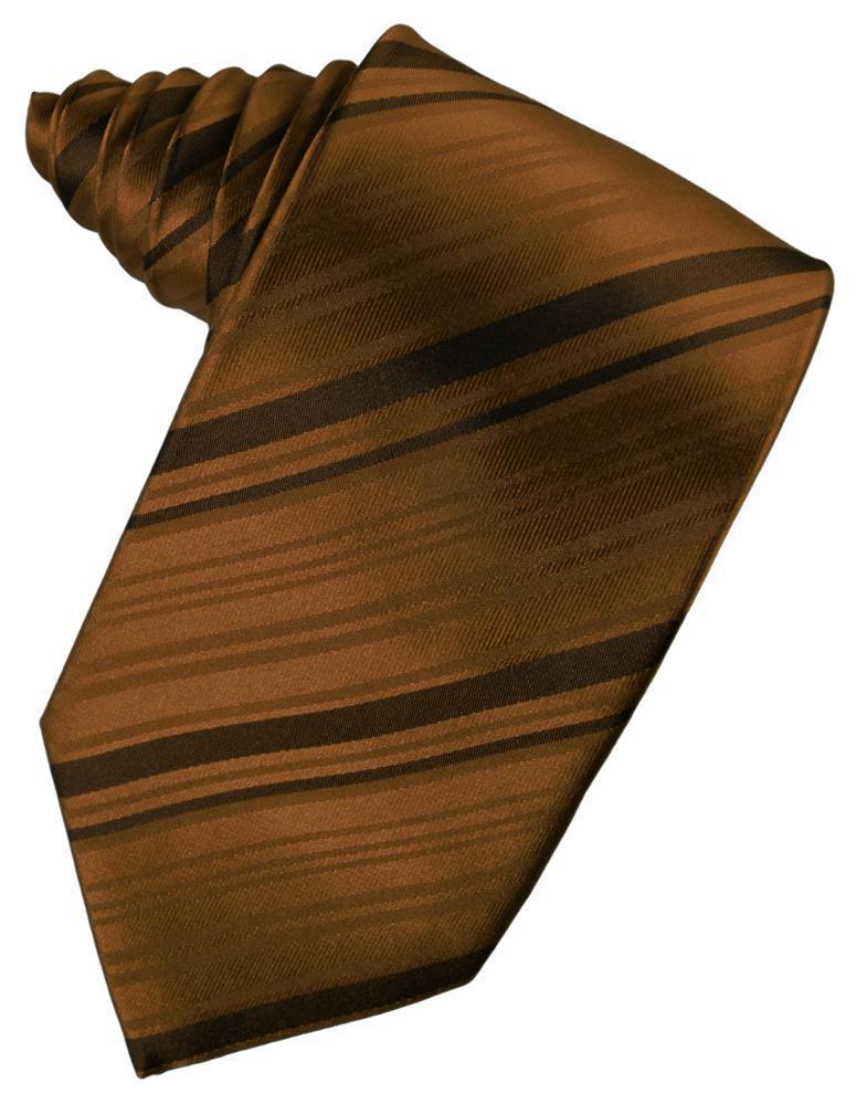 Cardi Self Tie Cognac Striped Satin Necktie