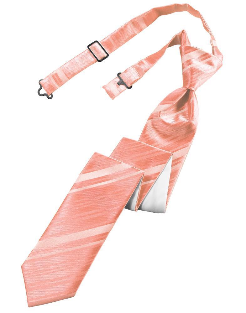 Cardi Pre-Tied Coral Reef Striped Satin Skinny Necktie