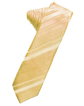 Load image into Gallery viewer, Cardi Self Tie Harvest Maize Striped Satin Skinny Necktie