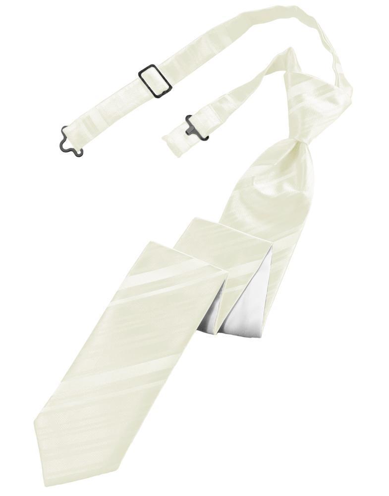 Cardi Pre-Tied Ivory Striped Satin Skinny Necktie
