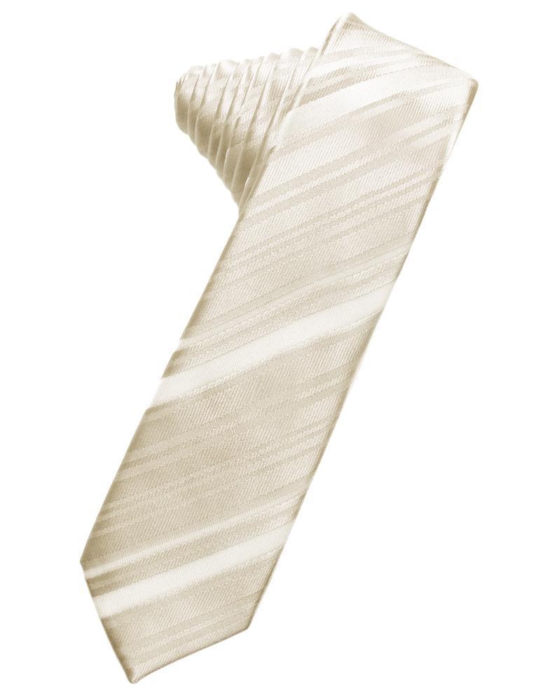 Cardi Self Tie Ivory Striped Satin Skinny Necktie
