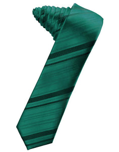 Cardi Self Tie Jade Striped Satin Skinny Necktie