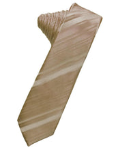Load image into Gallery viewer, Cardi Self Tie Latte Striped Satin Skinny Necktie