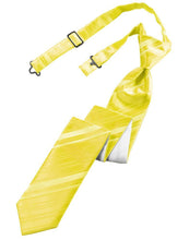 Load image into Gallery viewer, Cardi Pre-Tied Lemon Striped Satin Skinny Necktie