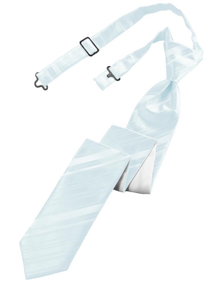 Cardi Pre-Tied Light Blue Striped Satin Skinny Necktie