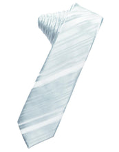 Load image into Gallery viewer, Cardi Self Tie Light Blue Striped Satin Skinny Necktie
