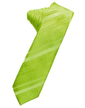 Load image into Gallery viewer, Cardi Self Tie Lime Striped Satin Skinny Necktie