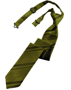 Cardi Pre-Tied Moss Striped Satin Skinny Necktie
