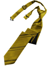 Load image into Gallery viewer, Cardi Pre-Tied Gold Striped Satin Skinny Necktie