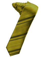 Load image into Gallery viewer, Cardi Self Tie Gold Striped Satin Skinny Necktie