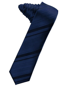 Cardi Self Tie Peacock Striped Satin Skinny Necktie