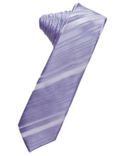 Load image into Gallery viewer, Cardi Self Tie Periwinkle Striped Satin Skinny Necktie