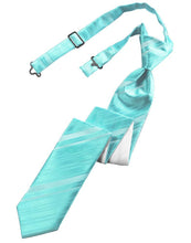 Load image into Gallery viewer, Cardi Pre-Tied Pool Striped Satin Skinny Necktie