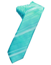 Load image into Gallery viewer, Cardi Self Tie Pool Striped Satin Skinny Necktie