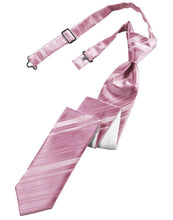 Load image into Gallery viewer, Cardi Pre-Tied Rose Petal Striped Satin Skinny Necktie