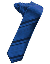 Load image into Gallery viewer, Cardi Self Tie Royal Blue Striped Satin Skinny Necktie