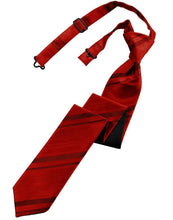 Load image into Gallery viewer, Cardi Pre-Tied Sangria Striped Satin Skinny Necktie