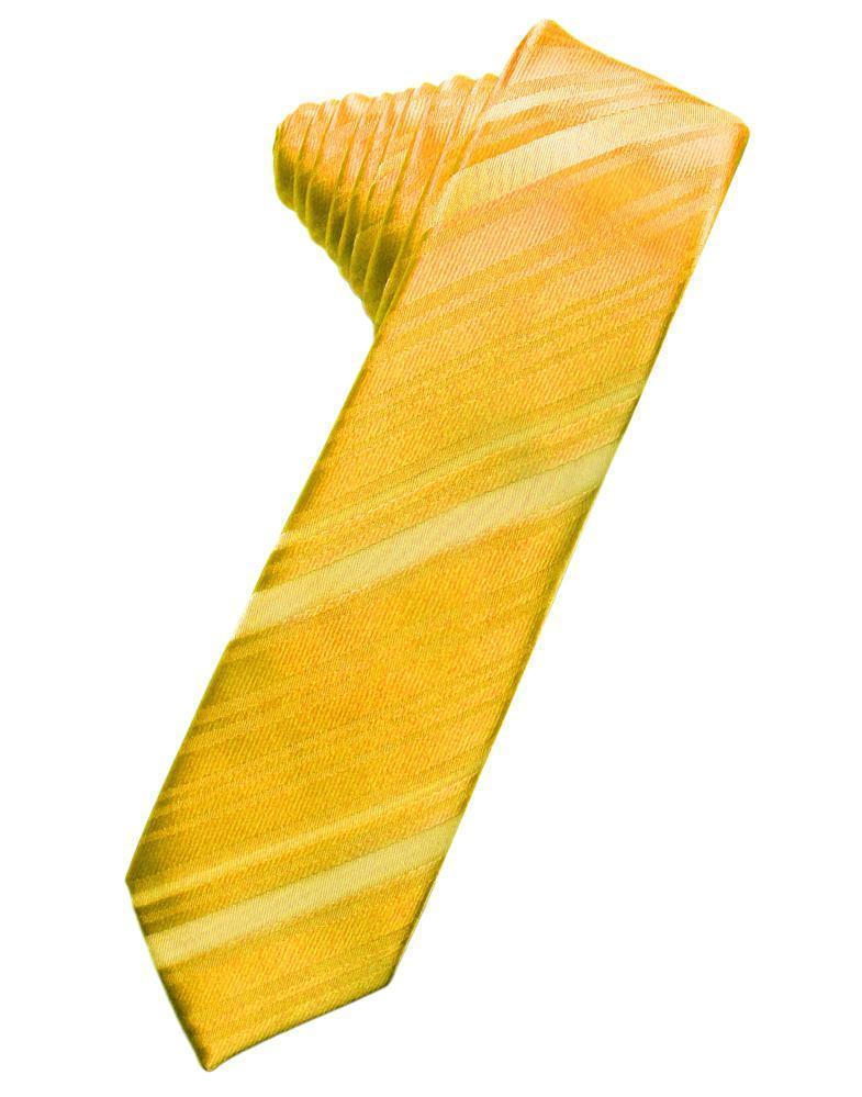 Cardi Self Tie Tangerine Striped Satin Skinny Necktie