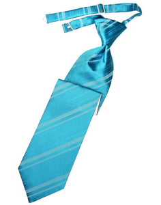 Cardi Pre-Tied Turquoise Striped Satin Necktie