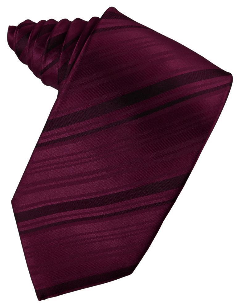 Cardi Self Tie Wine Striped Satin Necktie