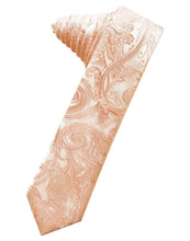 Load image into Gallery viewer, Cardi Self Tie Peach Tapestry Skinny Necktie