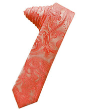 Load image into Gallery viewer, Cardi Self Tie Persimmon Tapestry Skinny Necktie