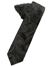 Load image into Gallery viewer, Cardi Self Tie Pewter Tapestry Skinny Necktie