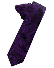 Load image into Gallery viewer, Cardi Self Tie Purple Tapestry Skinny Necktie