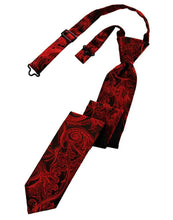Load image into Gallery viewer, Cardi Pre-Tied Scarlet Tapestry Skinny Necktie