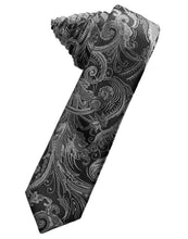 Load image into Gallery viewer, Cardi Self Tie Silver Tapestry Skinny Necktie