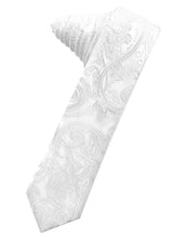 Load image into Gallery viewer, Cardi Self Tie White Tapestry Skinny Necktie