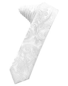 Cardi Self Tie White Tapestry Skinny Necktie