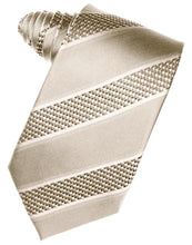Load image into Gallery viewer, Cardi Self Tie Light Champagne Venetian Stripe Necktie