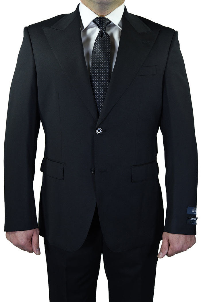 Berragamo Berragamo Solid Black 2-Button Peak Suit