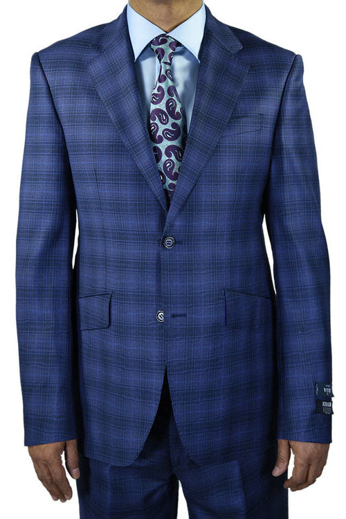 Berragamo Berragamo New Blue Plaid Slim Fit Suit
