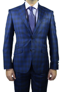 Berragamo Berragamo Royal Blue Plaid Slim Fit Suit