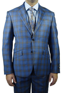 Berragamo Berragamo "Fancy" Blue Windowpane Slim Fit Suit