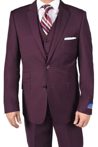 Berragamo Berragamo "Lazio" Solid Burgundy 2-Button Notch Slim Fit Suit