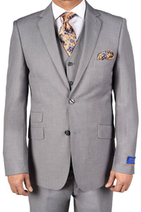 Berragamo Berragamo "Lazio" Solid Light Grey 2-Button Notch Slim Fit Suit