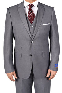 Berragamo Berragamo "Lazio" Solid Medium Grey 2-Button Notch Slim Fit Suit