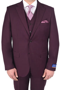 Berragamo Berragamo "Napoli" Solid Burgundy 2-Button Notch Suit