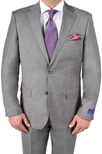 Berragamo Berragamo "Napoli" Light Grey 2-Button Notch Sharkskin Suit