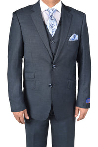 Berragamo Berragamo "Lazio" Blue 2-Button Notch Slim Fit Sharkskin Suit