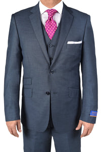 Berragamo Berragamo "Lazio" New Blue 2-Button Notch Slim Fit Sharkskin Suit