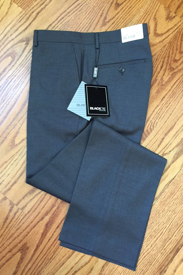 BT Collection Steel Grey Luxury Wool Blend Suit Pants - Unhemmed