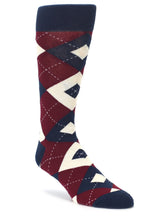 Load image into Gallery viewer, Bold Socks Burgundy Navy Bold Argyle Socks