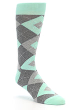 Load image into Gallery viewer, Bold Socks Mint Grey Bold Argyle Socks