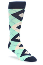Load image into Gallery viewer, Bold Socks Mint Navy Bold Argyle Socks