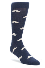 Load image into Gallery viewer, Bold Socks Heather Navy Bold Mustache Socks
